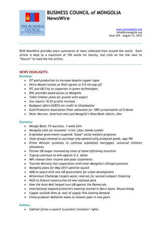 Bsm News Wire Issue 439