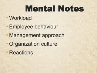 Notes
• Notes is an evidence of the professionalism
of the auditor
• Evidence of sample size and observation
• Should be legible & retrievable
• Shall be an input to the audit report
• May be used for further investigation &
subsequent audits
 