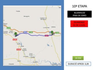 10ª ETAPABUJARALOZPINA DE EBRODIUMENGE31 DE JULIOL34 KMDURACIÓ APROX: 6,8h