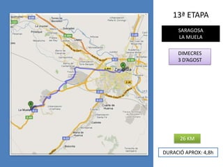 13ª ETAPASARAGOSALA MUELADIMECRES3 D’AGOST26 KMDURACIÓ APROX: 4,8h