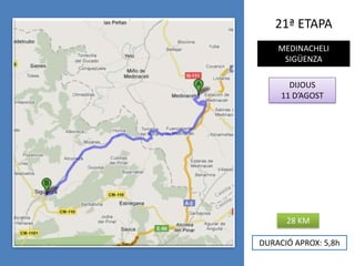 21ª ETAPAMEDINACHELISIGÜENZADIJOUS11 D’AGOST28 KMDURACIÓ APROX: 5,8h