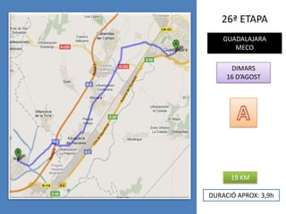 26ª ETAPAGUADALAJARAMECODIMARS16 D’AGOSTA19 KMDURACIÓ APROX: 3,9h