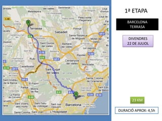 1ª ETAPABARCELONA  TERRASADIVENDRES 22 DE JULIOL23 KMDURACIÓ APROX: 4,5h