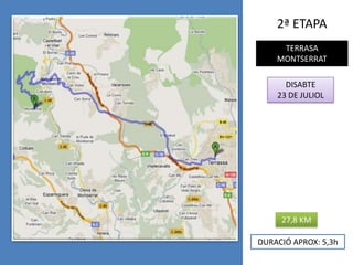 2ª ETAPATERRASA MONTSERRATDISABTE23 DE JULIOL27,8 KMDURACIÓ APROX: 5,3h