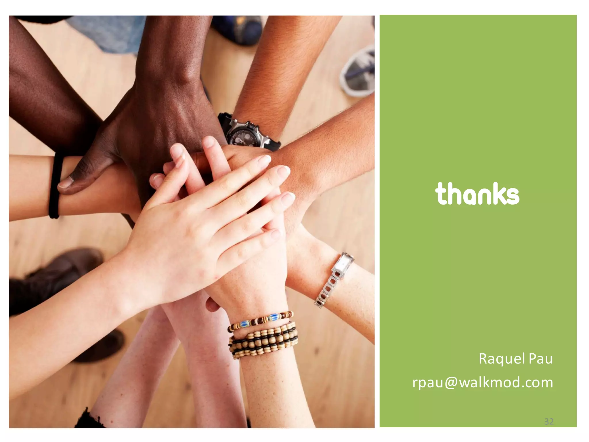 THANKS Raquel  Pau   rpau@walkmod.com 32 