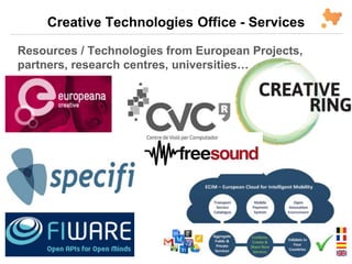 Creative Technologies Office - Services
Resources / Technologies from European Projects,
partners, research centres, universities…
 