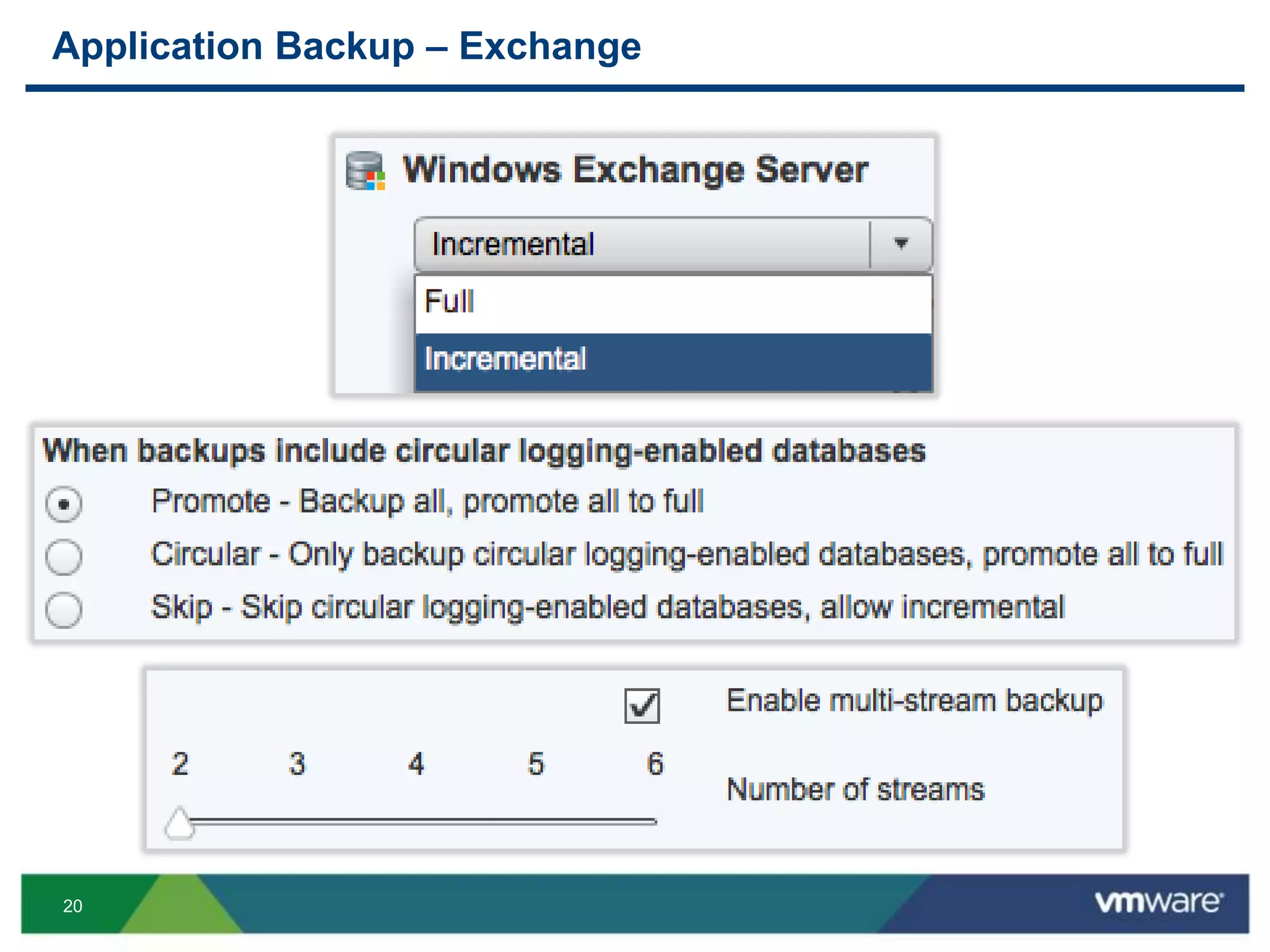 20
Application Backup – Exchange
 