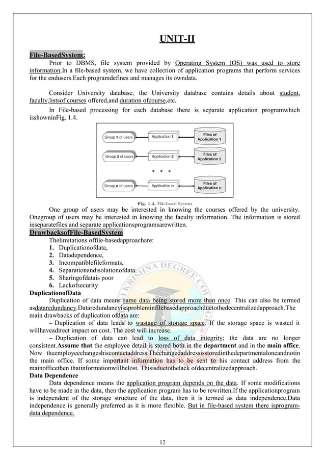 database management system notes for b com students | PDF