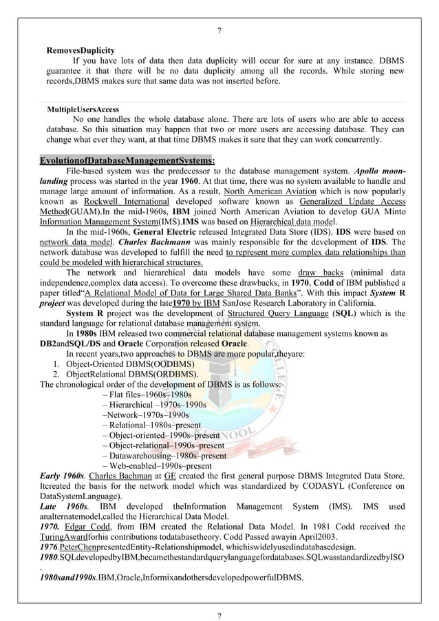 database management system notes for b com students | PDF