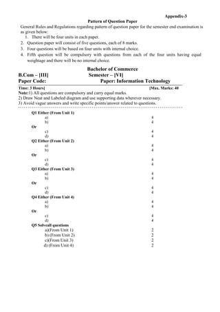 Appendix-3
Pattern of Question Paper
General Rules and Regulations regarding pattern of question paper for the semester en...