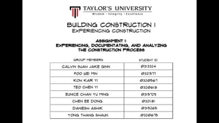 Building Construction 1: Experiencing Construction