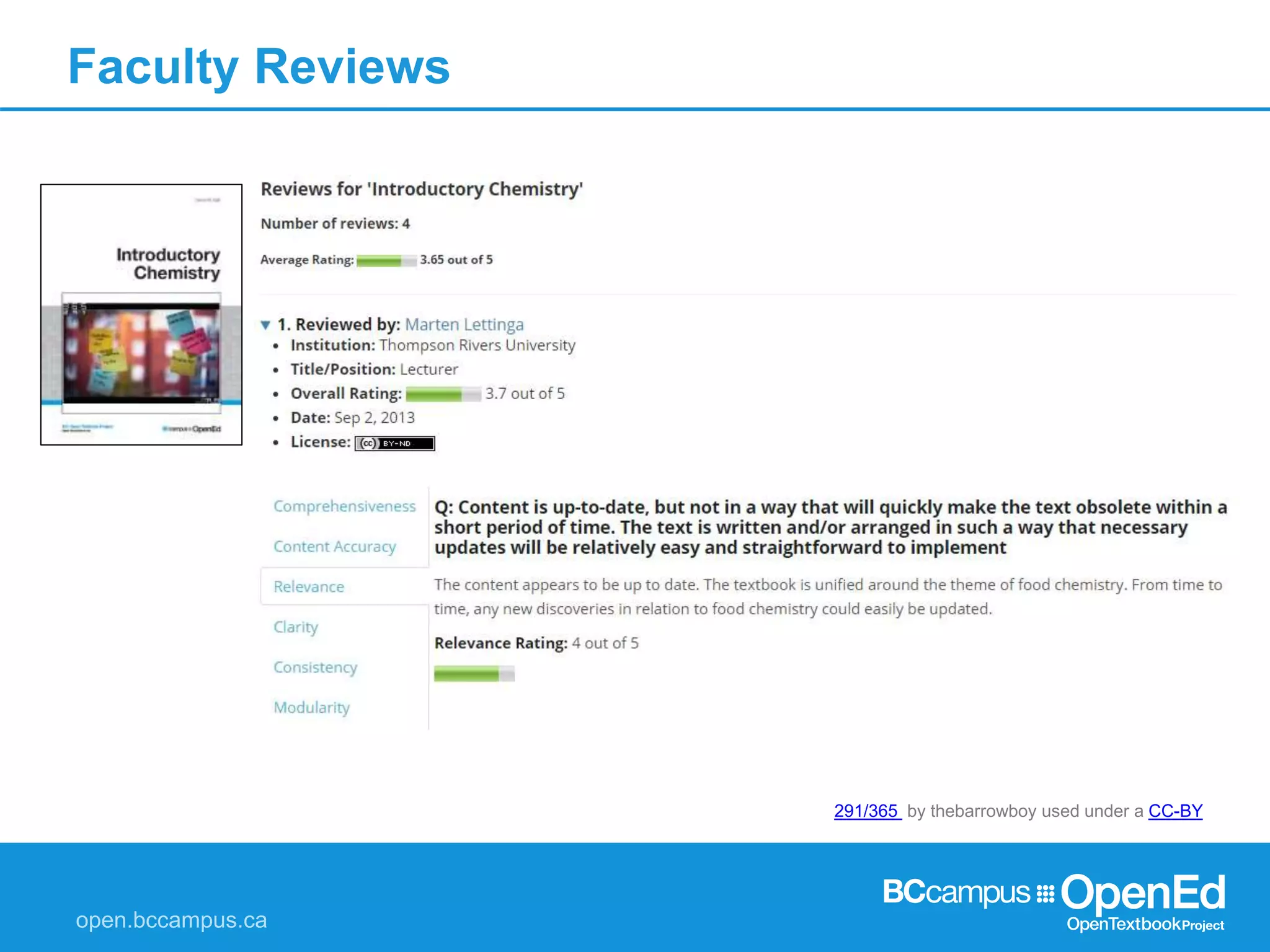 Faculty Reviews
291/365 by thebarrowboy used under a CC-BY
 