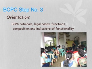BCPC Step No. 3
Orientation:
BCPC rationale, legal bases, functions,
composition and indicators of functionality
 