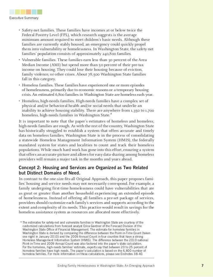 Executive Summary Ending Family Homelessness In Washington State Executive Summary Ending Family Homelessness In Washington State