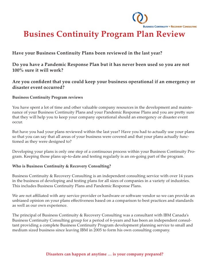 Business Continuity Plan Template Canada