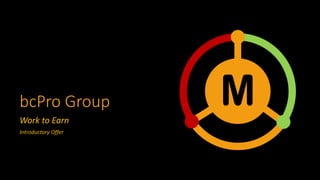 bcPro Group
Work to Earn
Introductory Offer
M
 