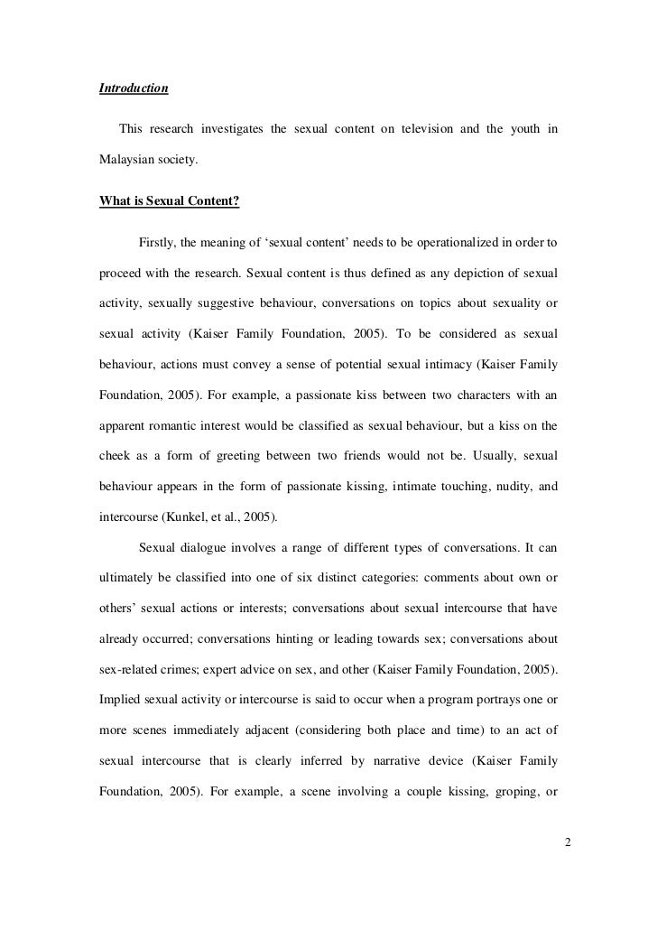 Research Report on ".ual Content on Television and Youth 