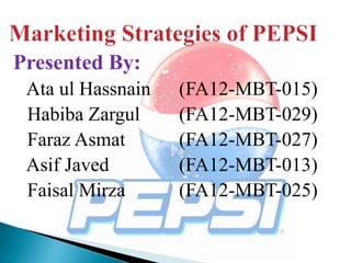 Presented By:
Ata ul Hassnain (FA12-MBT-015)
Habiba Zargul (FA12-MBT-029)
Faraz Asmat (FA12-MBT-027)
Asif Javed (FA12-MBT-013)
Faisal Mirza (FA12-MBT-025)
 