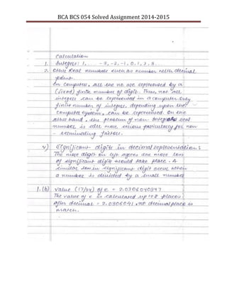 BCA BCS 054 Solved Assignment 2014-2015
 