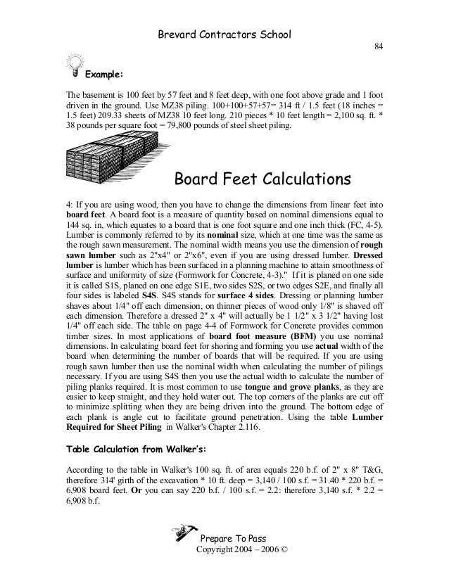 bcs day two exam sheet piling cost per square foot