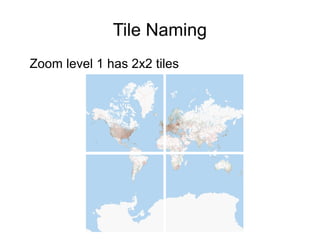 Tile Naming
Zoom level 1 has 2x2 tiles
 