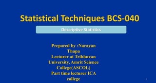 Bcs 040 Descriptive Statistics | PPT
