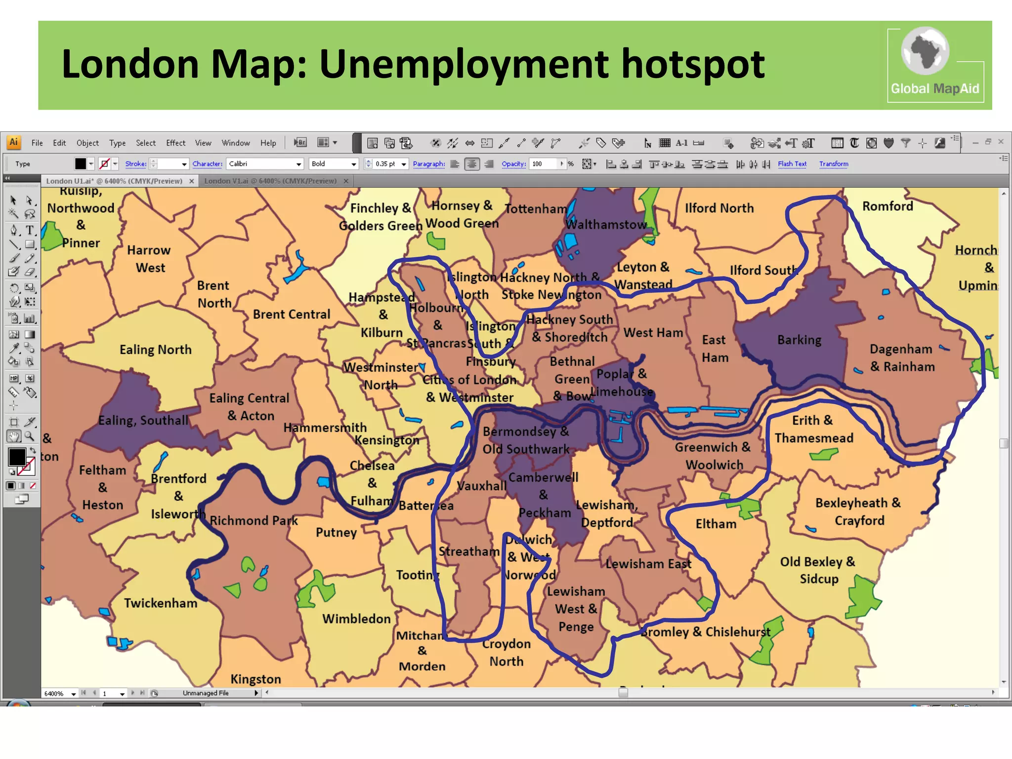 London Map: Unemployment hotspot
 
