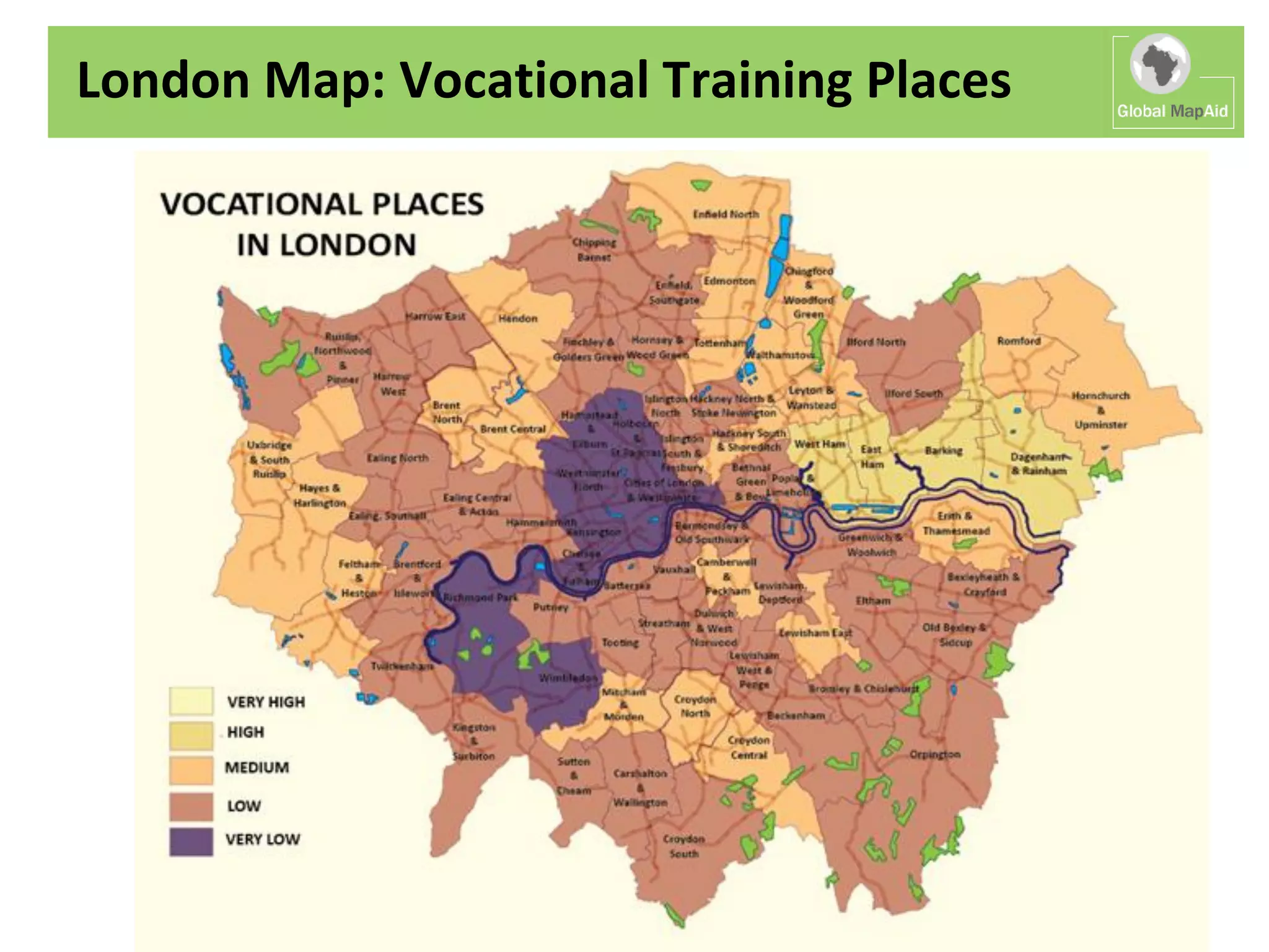 London Map: Vocational Training Places
 