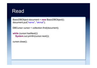 Major categories of NoSQL ...
Type Examples
Key-Value store
Column store
Document store
Graph store
 
