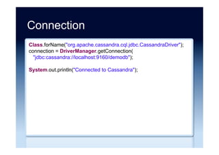 Connection
Jedis j = new Jedis("localhost", 6379);
j.connect();
System.out.println("Connected to Redis");
 