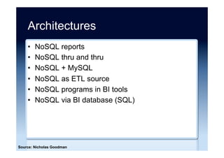 NoSQL injection attacks ...
•  NoSQL systems are
vulnerable
•  Various types of
attacks
•  Understand the
vulnerabilities and
consequences
 
