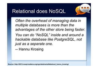 Multi-model benchmark
Source: “How an open-source competitive benchmark helped to improve databases” Frank Celler (25
June 2015)
 