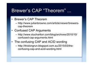 It’s the people ...
... MongoDB Day London ... the problem is
the people! They all talk like this:
1. Some problem that just doesn’t really
exist (or hasn’t existed for a very long
time) with relational databases
2. MongoDB
3. Profit!
-- Gaius Hammond
Source: “MongoDB Days” Gaius Hammond (13 April 2013)
 