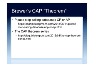 It’s the people
... most of the business people driving the
Big Data NoSQL databases are data
management illiterate; don’t recognize the
lack of NoSQL data management
facilities ... and don’t know anything about
availability, referential integrity and
normalized data designs.
-- Dave Beulke
Source: “Big Data Day Recap - 5 Very Interesting Items” Dave Beulke (24 September 2013)
 