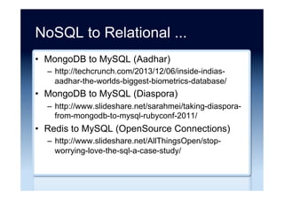 Free books ...
•  Enterprise NoSQL for Dummies
–  http://www.nosqlfordummies.com/
•  Graph Databases
–  http://www.graphdatabases.com/
 