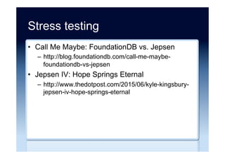 Negative NoSQL comments ...
•  Do Developers Use NoSQL Because They're
Too Lazy to Use RDBMS Correctly?
–  http://architects.dzone.com/articles/do-developers-
use-nosql
–  http://gaiustech.wordpress.com/2013/04/13/mongodb-
days/
•  The parallels between NoSQL and self-inflicted
torture
–  http://www.tesora.com/blog/parallels-between-nosql-
and-self-inflicted-torture/
 