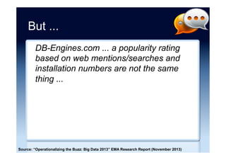 NoSQL LinkedIn skills index
Source: “NoSQL LinkedIn Skills Index - September 2015” Matthew Aslett (1 October 2015)
 
