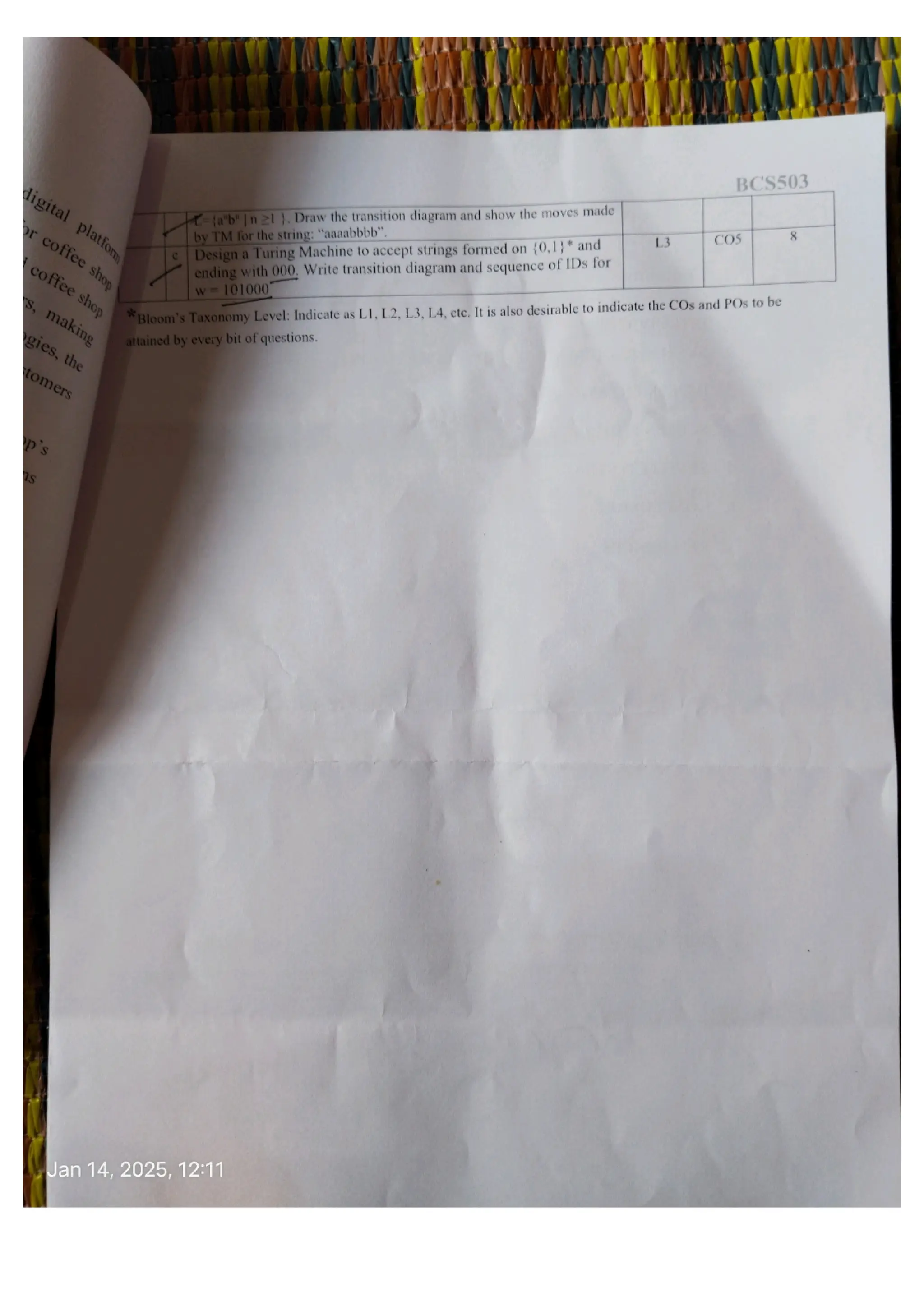 BCS503 Model Question Paper Solution Theory of Computation