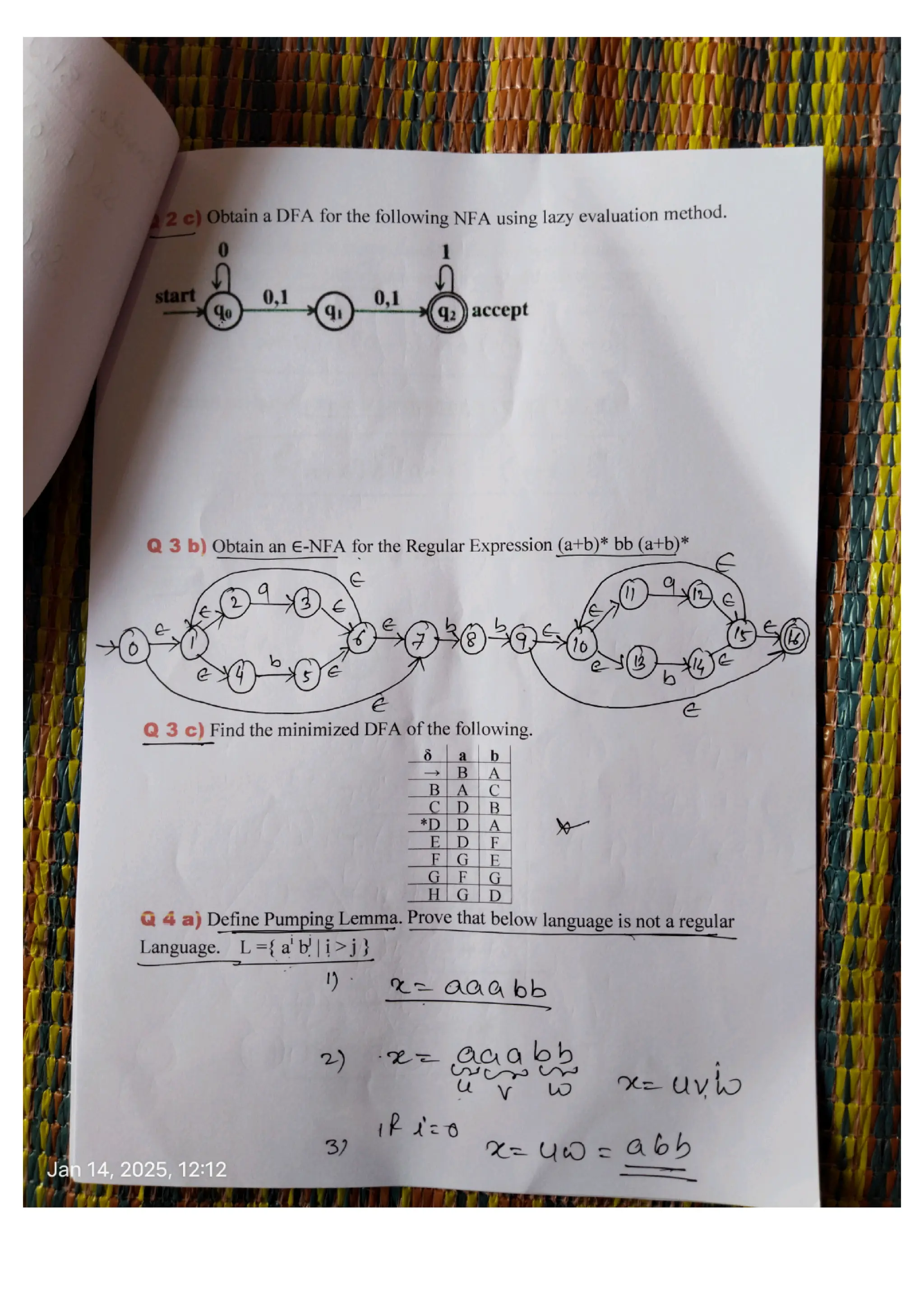 BCS503 Model Question Paper Solution Theory of Computation