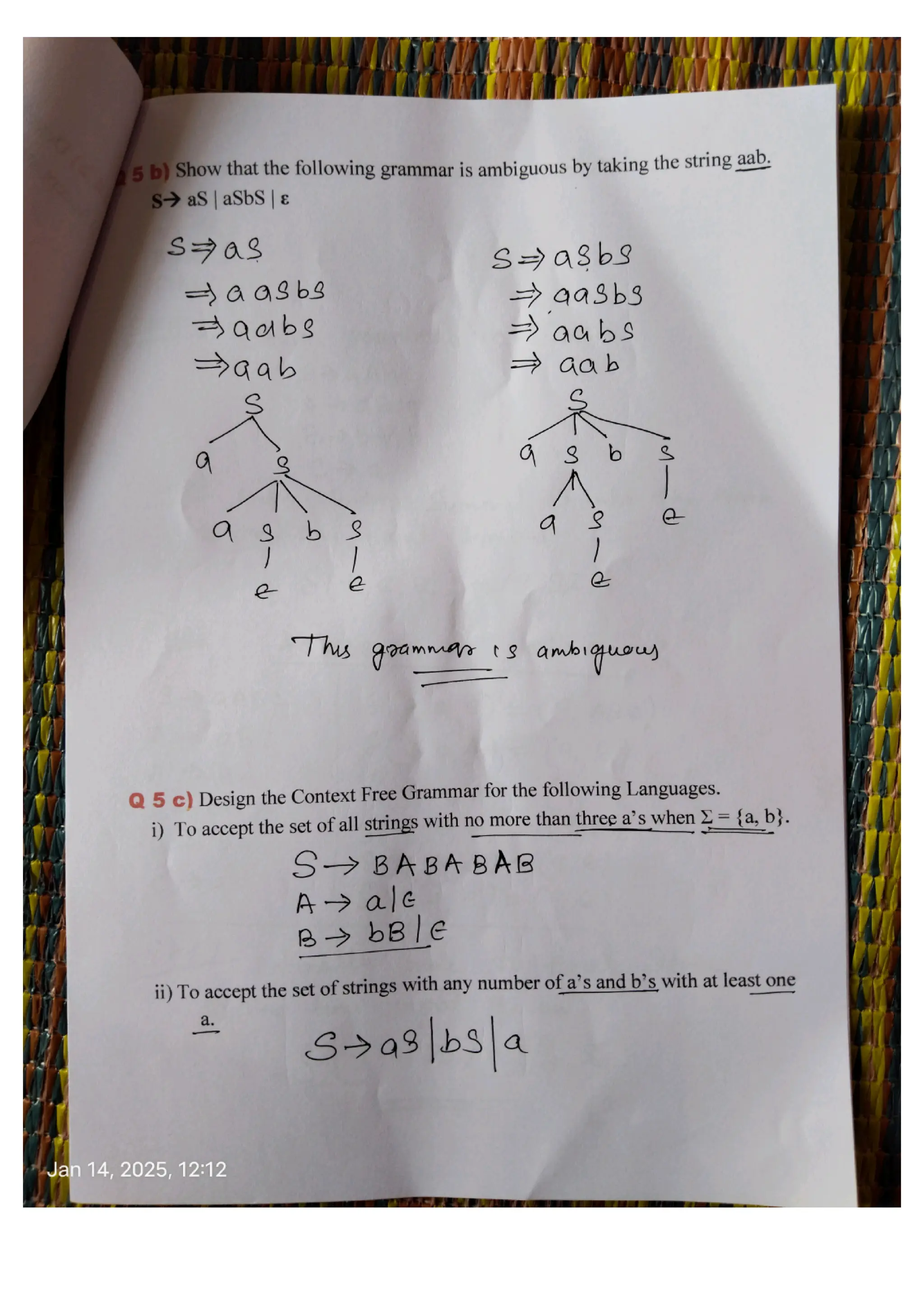 BCS503 Model Question Paper Solution Theory of Computation