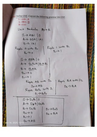 BCS503 Model Question Paper Solution Theory of Computation | PDF
