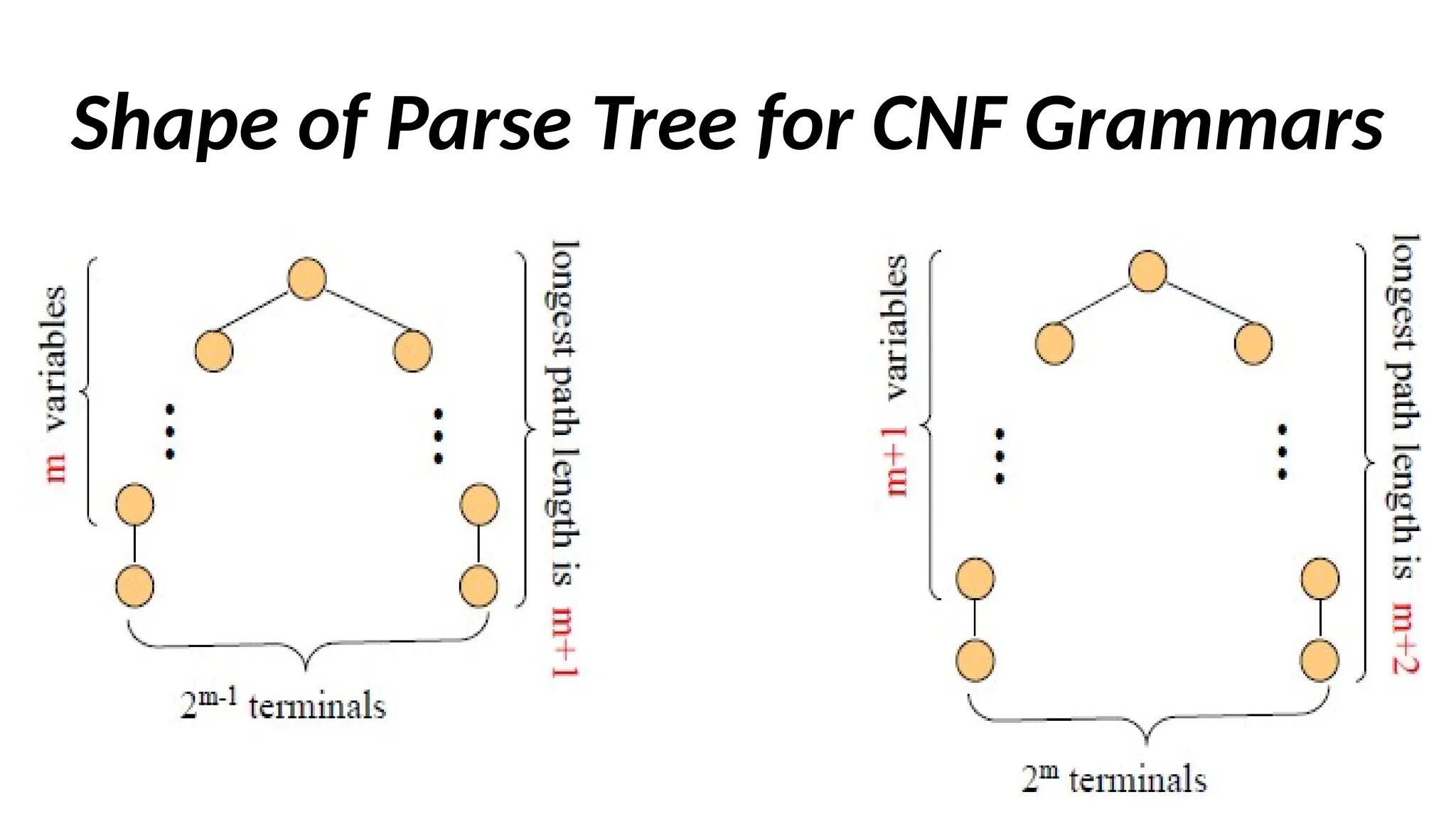 Shape of Parse Tree for CNF Grammars
 