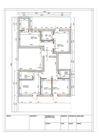 NOTES :- ARCHITECT :- DRAWN BY :- CHECKED BY
DATE:- SCALE:-
DRAWING TITLE :-
ground floor plan
STATUS:-
SIGNATURE:-
NORTH:-
 