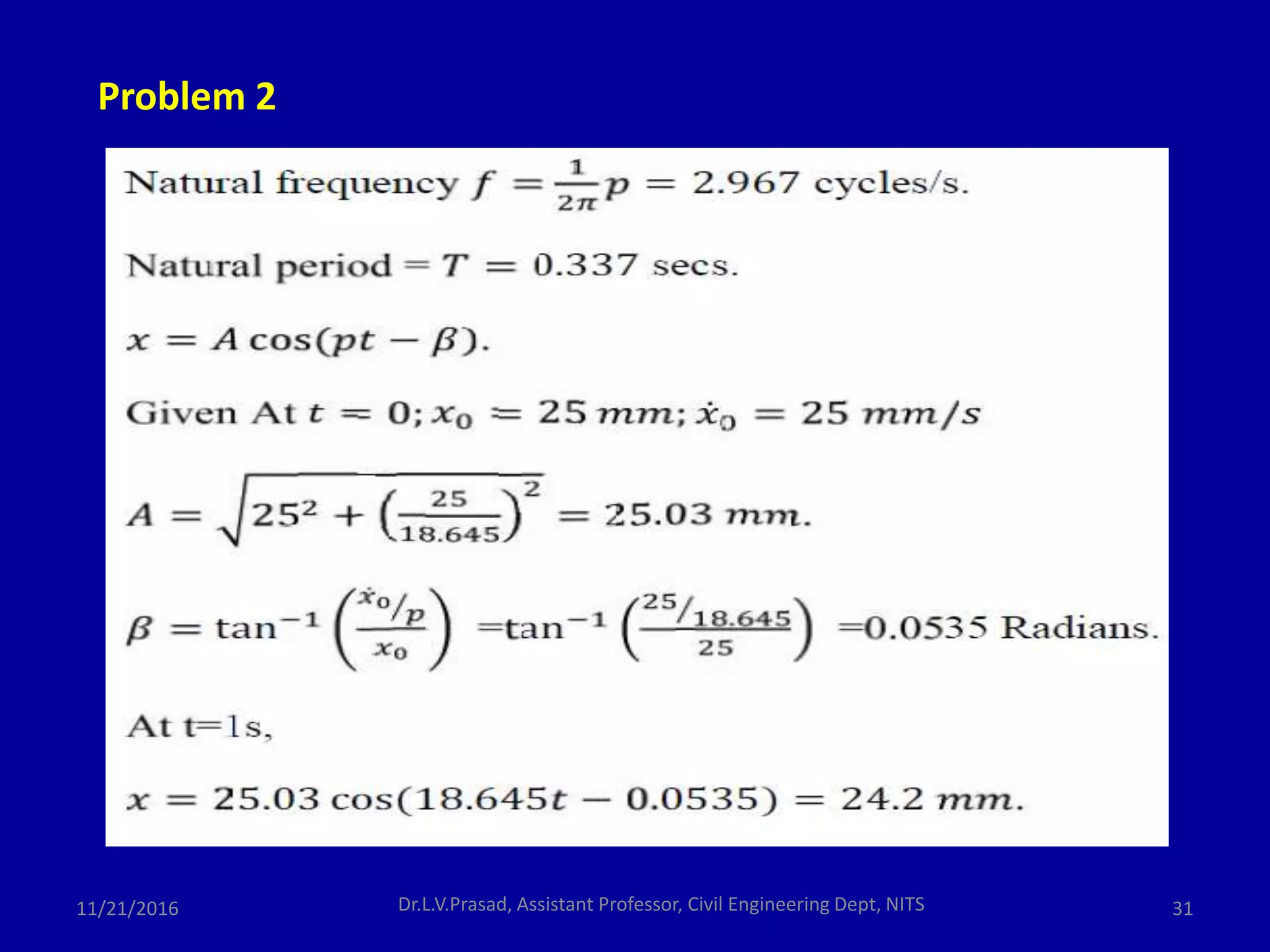 11/21/2016 Dr.L.V.Prasad, Assistant Professor, Civil Engineering Dept, NITS 31
Problem 2
 