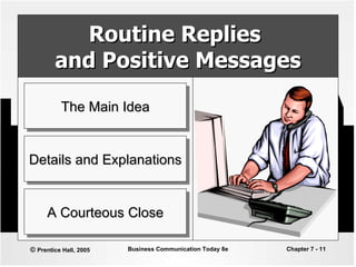 Routine Replies  and Positive Messages The Main Idea Details and Explanations A Courteous Close 