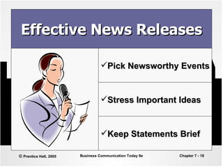 Effective News Releases Pick Newsworthy Events Stress Important Ideas Keep Statements Brief 