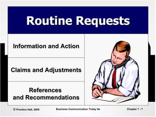 Routine Requests Information and Action Claims and Adjustments References  and Recommendations 