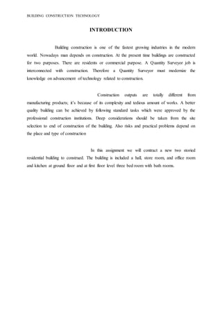 Introduction Example For Building Technology Sba Building Construction and Technology | DOCX