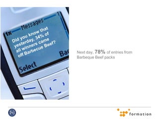 Next day, 78% of entries from
Barbeque Beef packs
 
