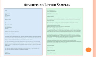 ADVERTISING LETTER SAMPLES
 